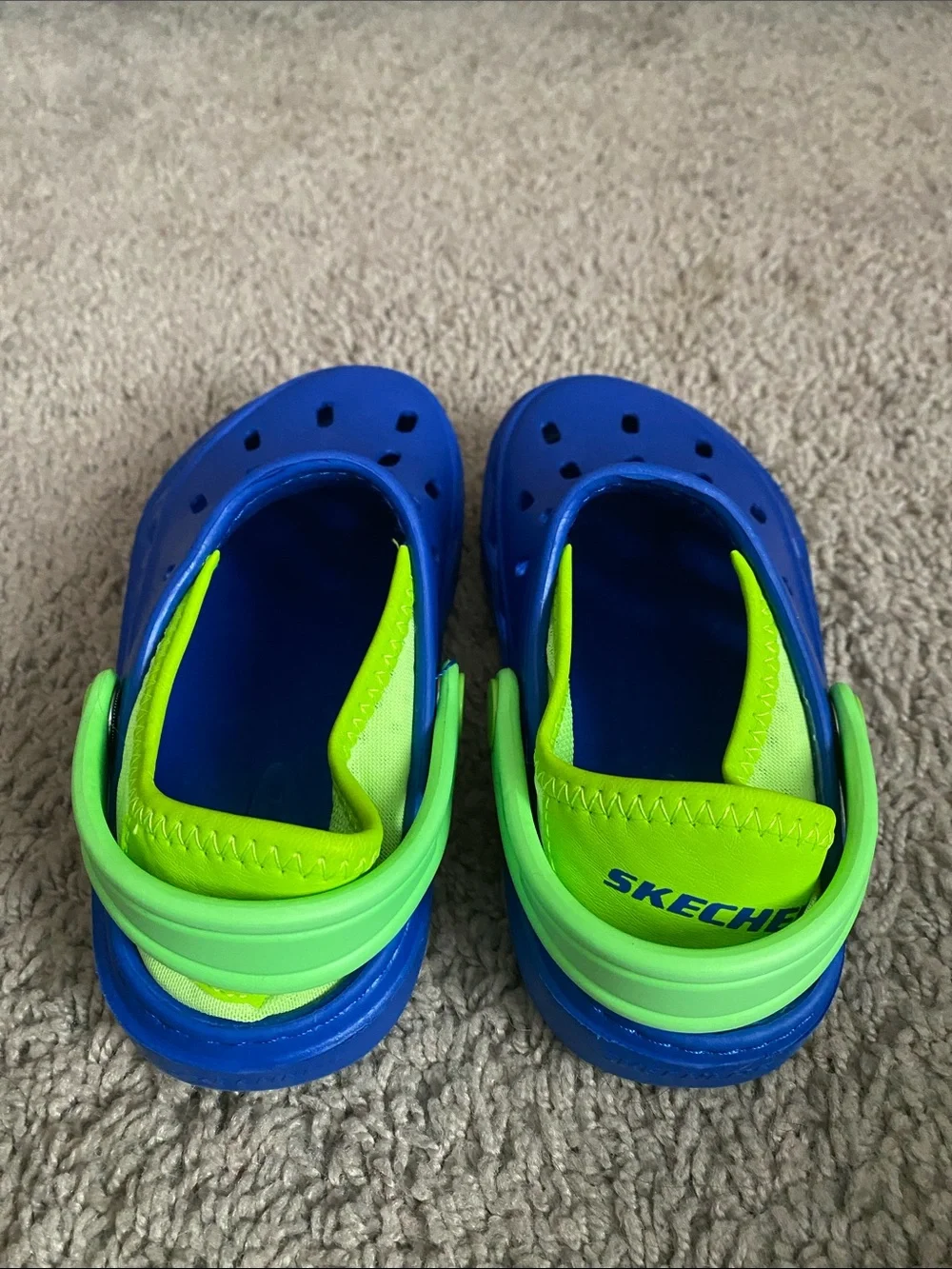 Skechers Blue Clog-Style Water Shoes with Neon Green Trim